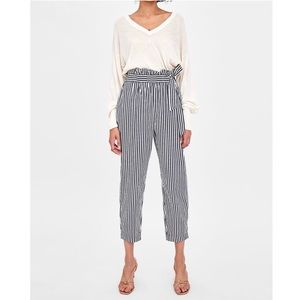 ZARA striped paperbag pants NWT